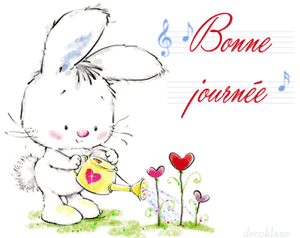 Gif bonne journée lapin blanc